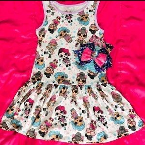 LOL Surprise Doll Print Dress and Hair Bow